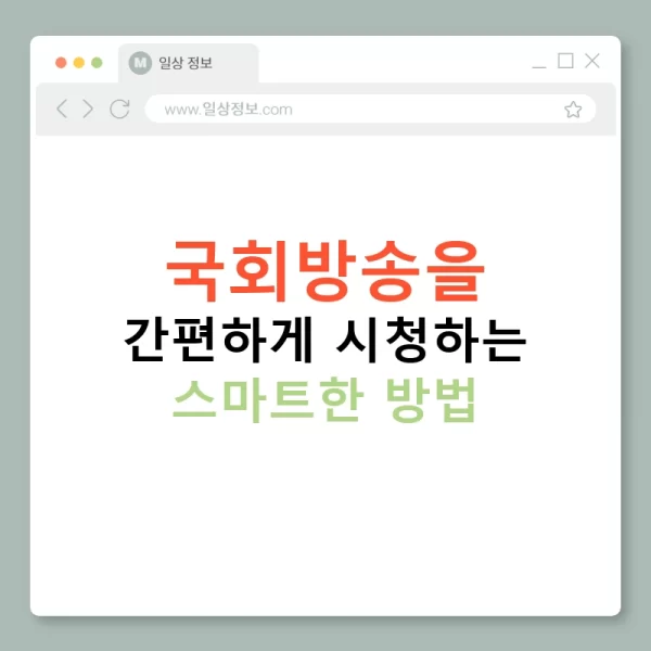 국회방송을 간편하게 시청하는 스마트한 방법