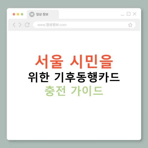 서울 시민을 위한 기후동행카드 충전 가이드