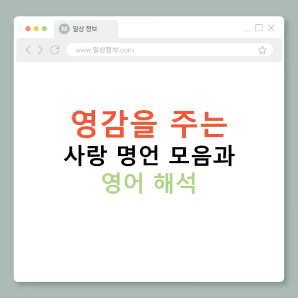 영감을 주는 사랑 명언 모음과 영어 해석