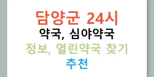 담양군 24시 약국, 심야약국 정보, 열린약국 찾기 추천
