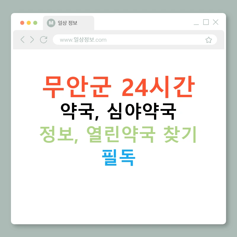 무안군 24시간 약국, 심야약국 정보, 열린약국 찾기 필독