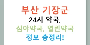 부산 기장군 24시 약국, 심야약국, 열린약국 정보 총정리!