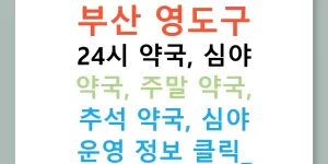 부산 영도구 24시 약국, 심야 약국, 주말 약국, 추석 약국, 심야 운영 정보 클릭!