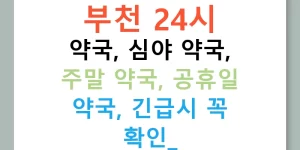 부천 24시 약국, 심야 약국, 주말 약국, 공휴일 약국, 긴급시 꼭 확인!