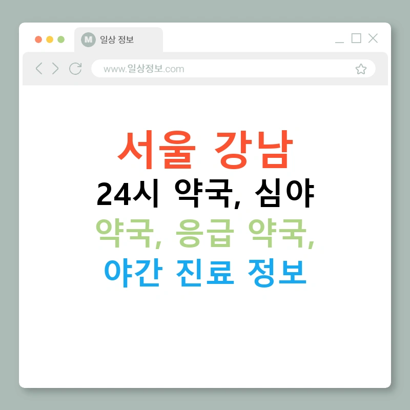 서울 강남 24시 약국, 심야 약국, 응급 약국, 야간 진료 정보