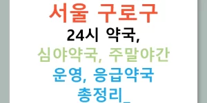 서울 구로구 24시 약국, 심야약국, 주말야간 운영, 응급약국 총정리!