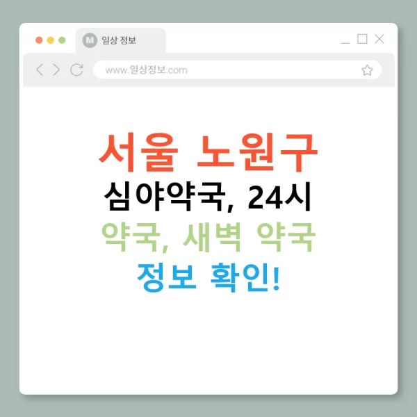 서울 노원구 심야약국, 24시 약국, 새벽 약국 정보 확인!