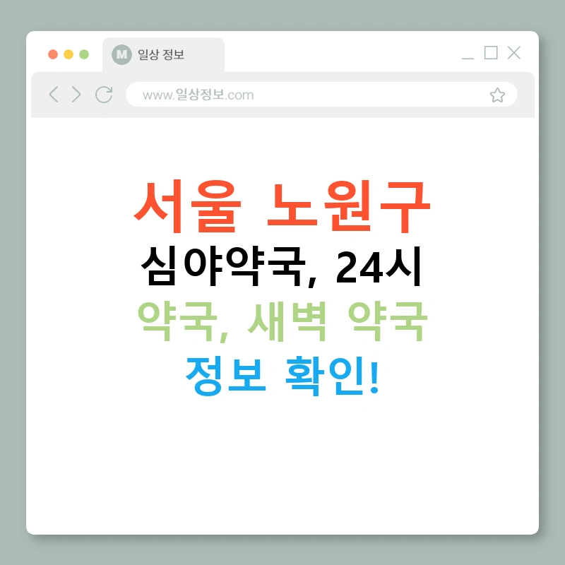 서울 노원구 심야약국, 24시 약국, 새벽 약국 정보 확인!