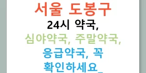 서울 도봉구 24시 약국, 심야약국, 주말약국, 응급약국, 꼭 확인하세요!