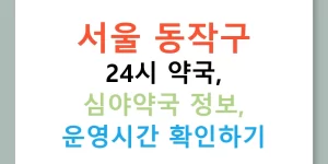 서울 동작구 24시 약국, 심야약국 정보, 운영시간 확인하기