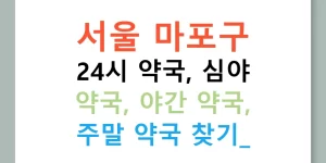 서울 마포구 24시 약국, 심야 약국, 야간 약국, 주말 약국 찾기!