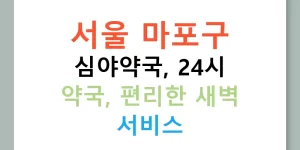 서울 마포구 심야약국, 24시 약국, 편리한 새벽 서비스