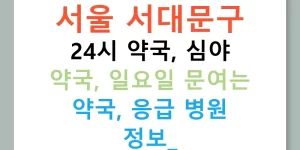 서울 서대문구 24시 약국, 심야 약국, 일요일 문여는 약국, 응급 병원 정보!