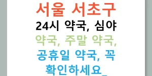 서울 서초구 24시 약국, 심야 약국, 주말 약국, 공휴일 약국, 꼭 확인하세요!