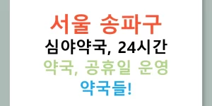 서울 송파구 심야약국, 24시간 약국, 공휴일 운영 약국들!