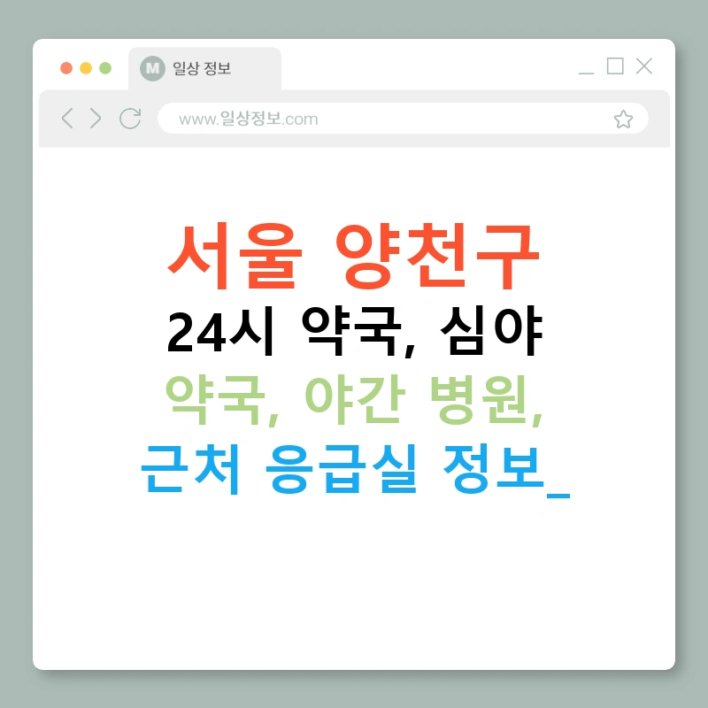 서울 양천구 24시 약국, 심야 약국, 야간 병원, 근처 응급실 정보!