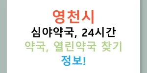 영천시 심야약국, 24시간 약국, 열린약국 찾기 정보!