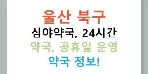 울산 북구 심야약국, 24시간 약국, 공휴일 운영 약국 정보!