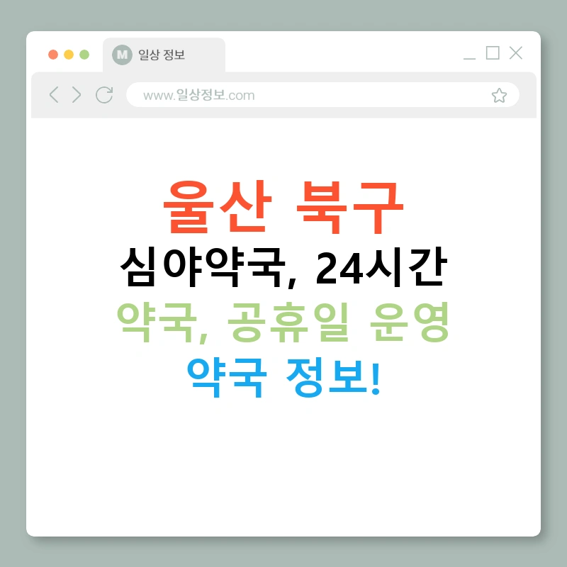 울산 북구 심야약국, 24시간 약국, 공휴일 운영 약국 정보!