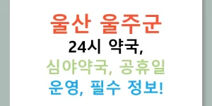 울산 울주군 24시 약국, 심야약국, 공휴일 운영, 필수 정보!