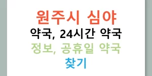 원주시 심야 약국, 24시간 약국 정보, 공휴일 약국 찾기