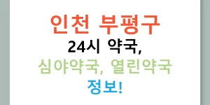 인천 부평구 24시 약국, 심야약국, 열린약국 정보!