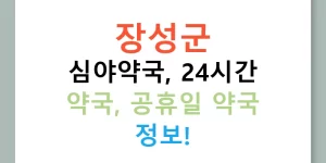 장성군 심야약국, 24시간 약국, 공휴일 약국 정보!