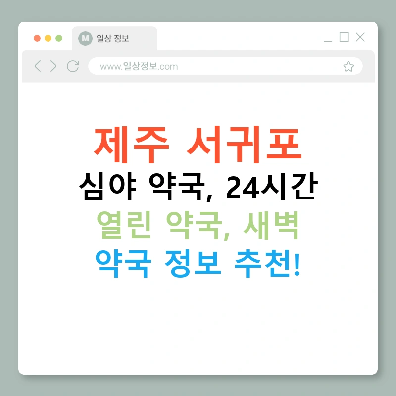 제주 서귀포 심야 약국, 24시간 열린 약국, 새벽 약국 정보 추천!