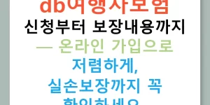db여행자보험 신청부터 보장내용까지 — 온라인 가입으로 저렴하게, 실손보장까지 꼭 확인하세요!