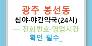 광주 봉선동 심야·야간약국(24시) — 전화번호·영업시간 확인 필수!
