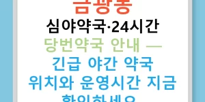 금광동 심야약국·24시간 당번약국 안내 — 긴급 야간 약국 위치와 운영시간 지금 확인하세요!