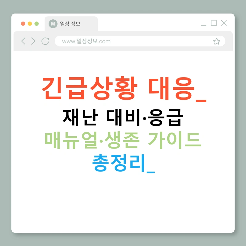 긴급상황 대응: 재난 대비·응급 매뉴얼·생존 가이드 총정리!
