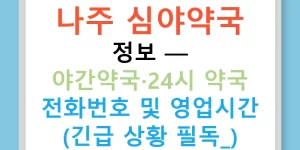 나주 심야약국 정보 — 야간약국·24시 약국 전화번호 및 영업시간 (긴급 상황 필독!)