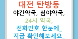 대전 탄방동 야간약국, 심야약국, 24시 약국, 전화번호 한눈에! 지금 확인해보세요!