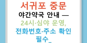 서귀포 중문 야간약국 안내 — 24시·심야 운영, 전화번호·주소 확인 필수!