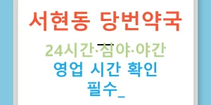 서현동 당번약국 — 24시간·심야·야간 영업 시간 확인 필수!