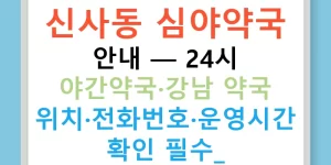 신사동 심야약국 안내 — 24시 야간약국·강남 약국 위치·전화번호·운영시간 확인 필수!