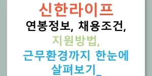 신한라이프 연봉정보, 채용조건, 지원방법, 근무환경까지 한눈에 살펴보기!