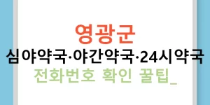 영광군 심야약국·야간약국·24시약국 전화번호 확인 꿀팁!