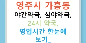 영주시 가흥동 야간약국, 심야약국, 24시 약국, 영업시간 한눈에 보기!