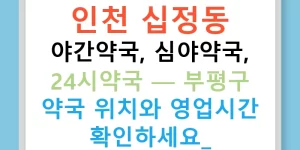 인천 십정동 야간약국, 심야약국, 24시약국 — 부평구 약국 위치와 영업시간 확인하세요!
