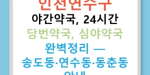 인천연수구 야간약국, 24시간 당번약국, 심야약국 완벽정리 — 송도동·연수동·동춘동 안내