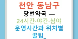 천안 동남구 당번약국 — 24시간·야간·심야 운영시간과 위치별 꿀팁!
