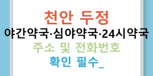천안 두정 야간약국·심야약국·24시약국 주소 및 전화번호 확인 필수!