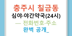충주시 칠금동 심야·야간약국(24시) — 전화번호·주소 완벽 공개!