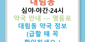 대림동 심야·야간·24시 약국 안내 — 영등포 대림동 약국 정보 (급할 때 꼭 확인하세요!)