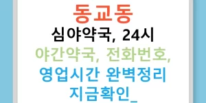 동교동 심야약국, 24시 야간약국, 전화번호, 영업시간 완벽정리 지금확인!