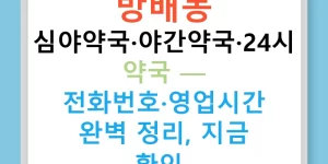 방배동 심야약국·야간약국·24시 약국 — 전화번호·영업시간 완벽 정리, 지금 확인!