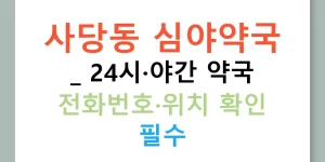 사당동 심야약국 | 24시·야간 약국 전화번호·위치 확인 필수