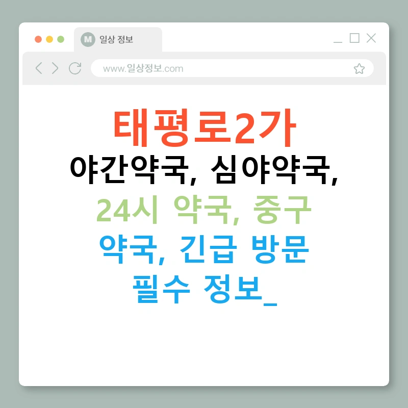 태평로2가 야간약국, 심야약국, 24시 약국, 중구 약국, 긴급 방문 필수 정보!